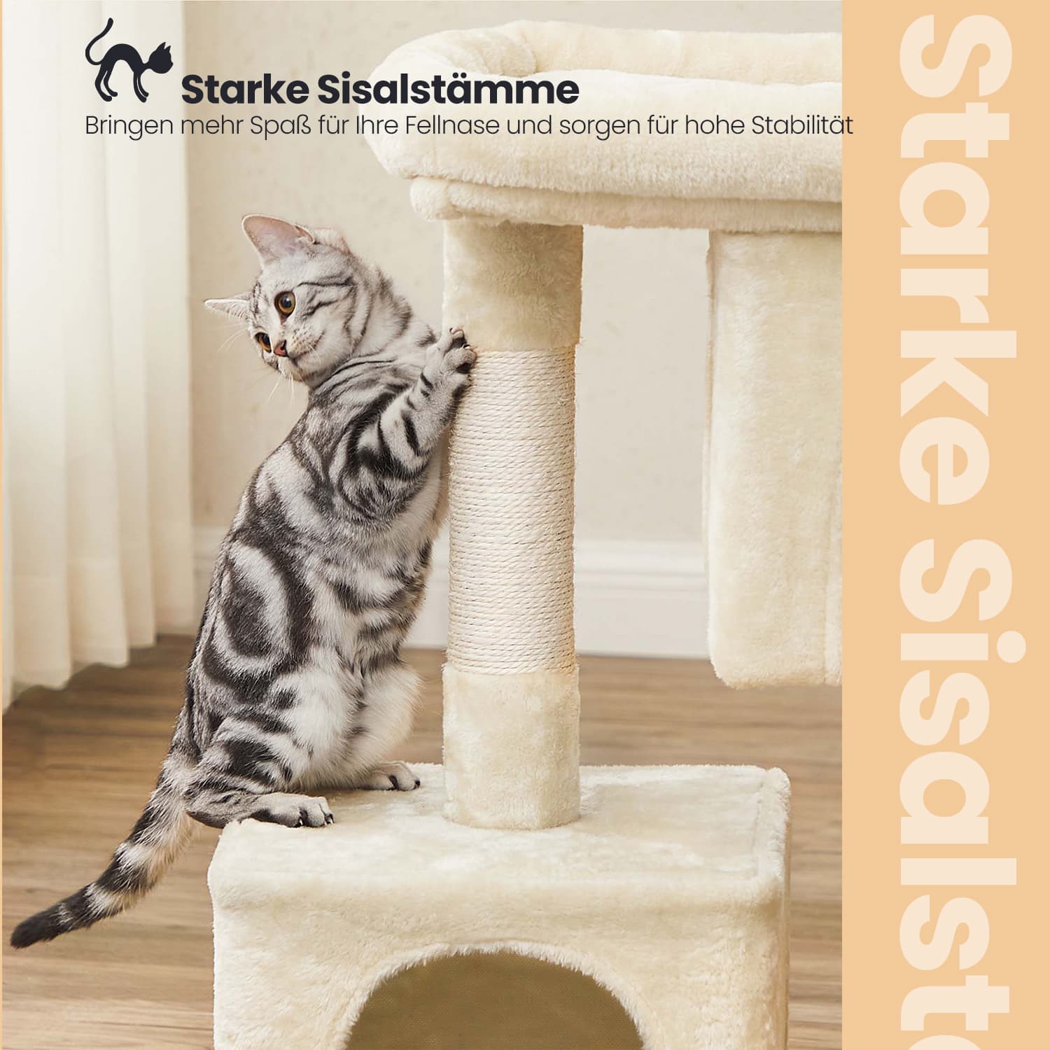 84 cm high scratching post, scratching post for large cats, large viewing platform