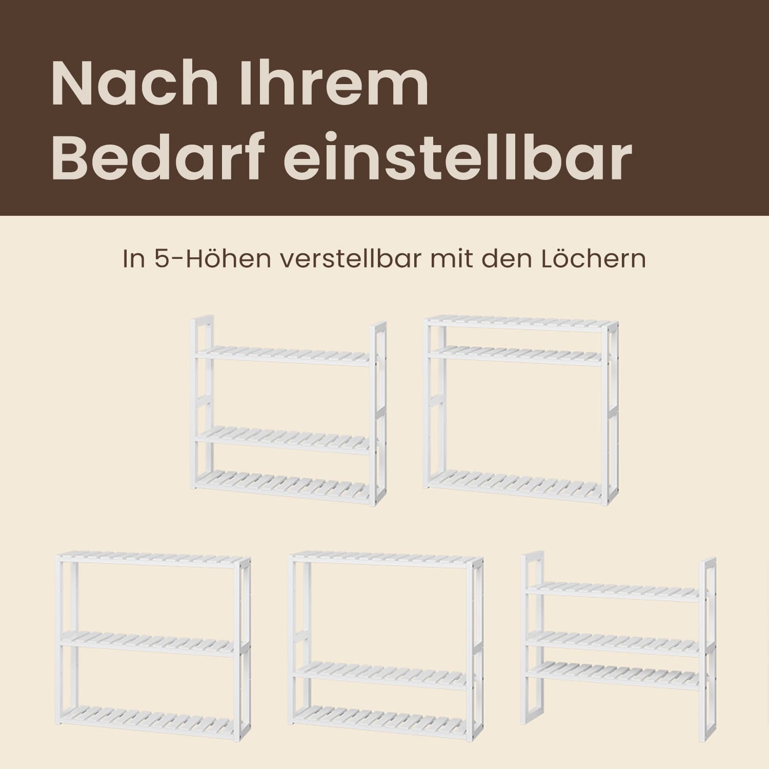 Bathroom shelf, bathroom shelf, plant shelf with 3 adjustable shelves