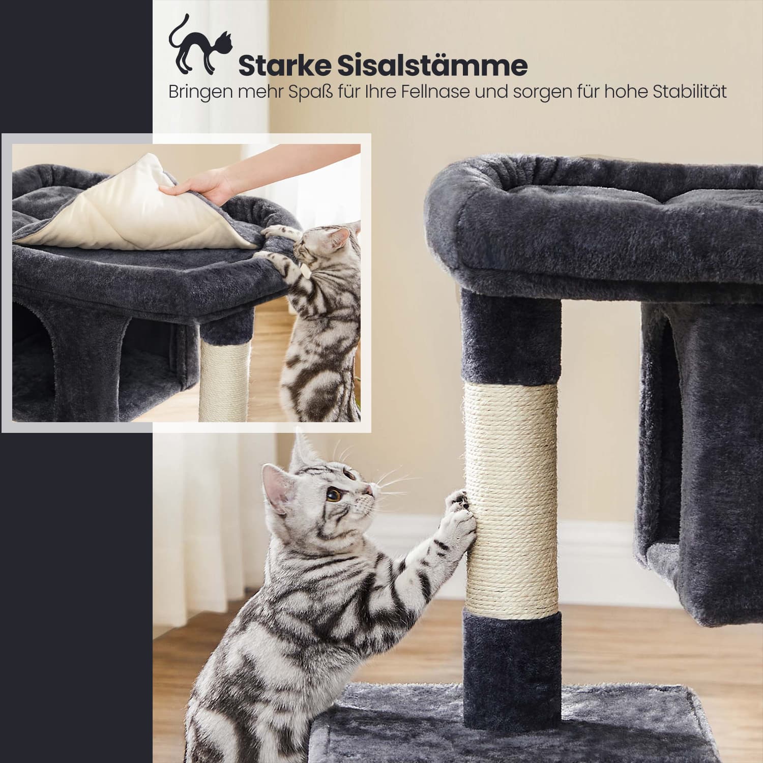 84 cm high scratching post, scratching post for large cats, large viewing platform