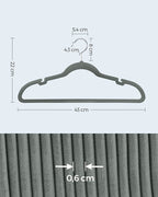 Clothing hangers - Velvet clothes hangers - Set of 30 pieces - Anti -slip - Rotating hook - Gray