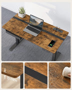 Electric desk - height adjustable - with socket