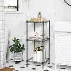 Bathroom shelf - Cabinet - Metal rack - 3 levels - 30 x 30 x 73 cm - Black