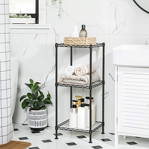 Bathroom shelf - Cabinet - Metal rack - 3 levels - 30 x 30 x 73 cm - Black