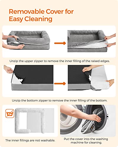Dog bed - Dogsofa - 120 x 85 x 25 cm - Detachable and washable cover - Gray