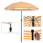 Beach Parasol - Ø 160 cm - Foldable - Striped Orange / White