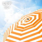 Beach Parasol - Ø 160 cm - Foldable - Striped Orange / White