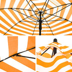 Beach Parasol - Ø 160 cm - Foldable - Striped Orange / White