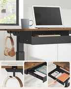 Electric desk - height adjustable - with socket