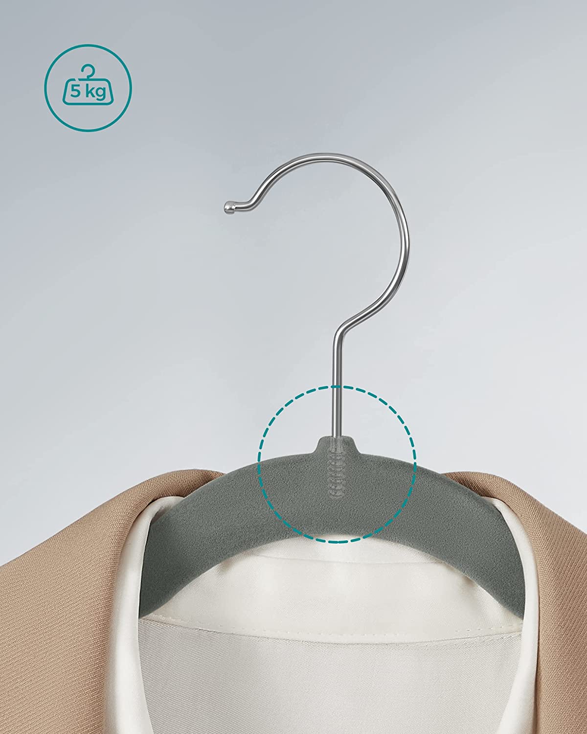 Clothing hangers - Velvet clothes hangers - Set of 30 pieces - Anti -slip - Rotating hook - Gray