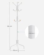 Coat rack - Metal clothes hanger - With 12 hooks - White