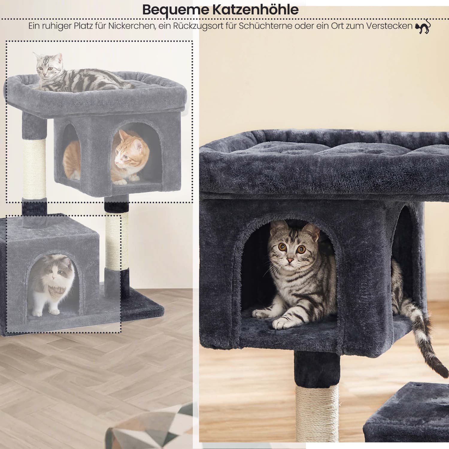 84 cm high scratching post, scratching post for large cats, large viewing platform