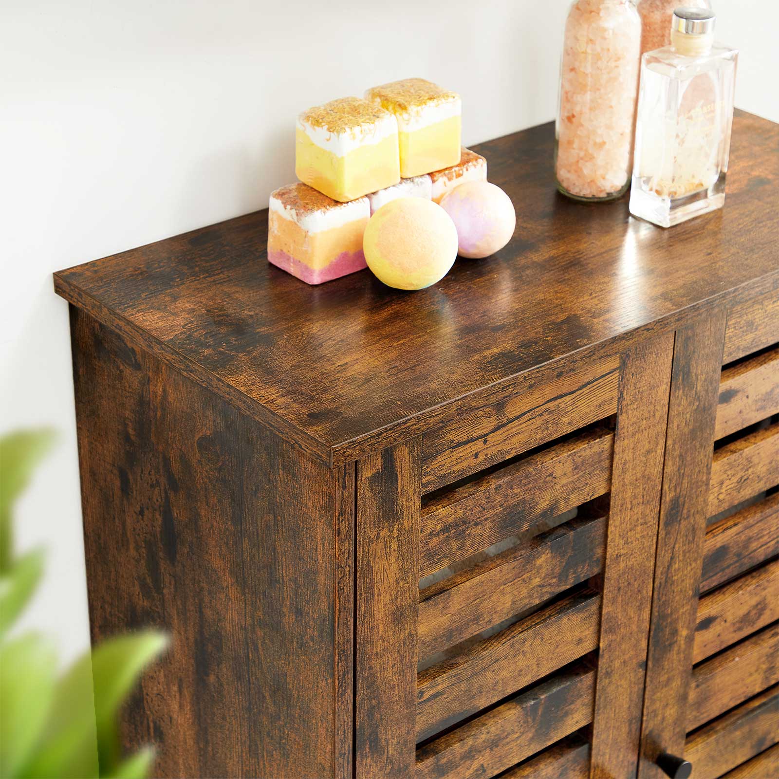 Bathroom cabinet - Wooden cabinet - 2 French doors - Brown
