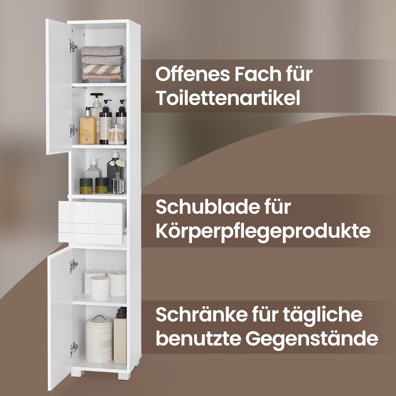 Bathroom furniture - with one drawer, compact and modern