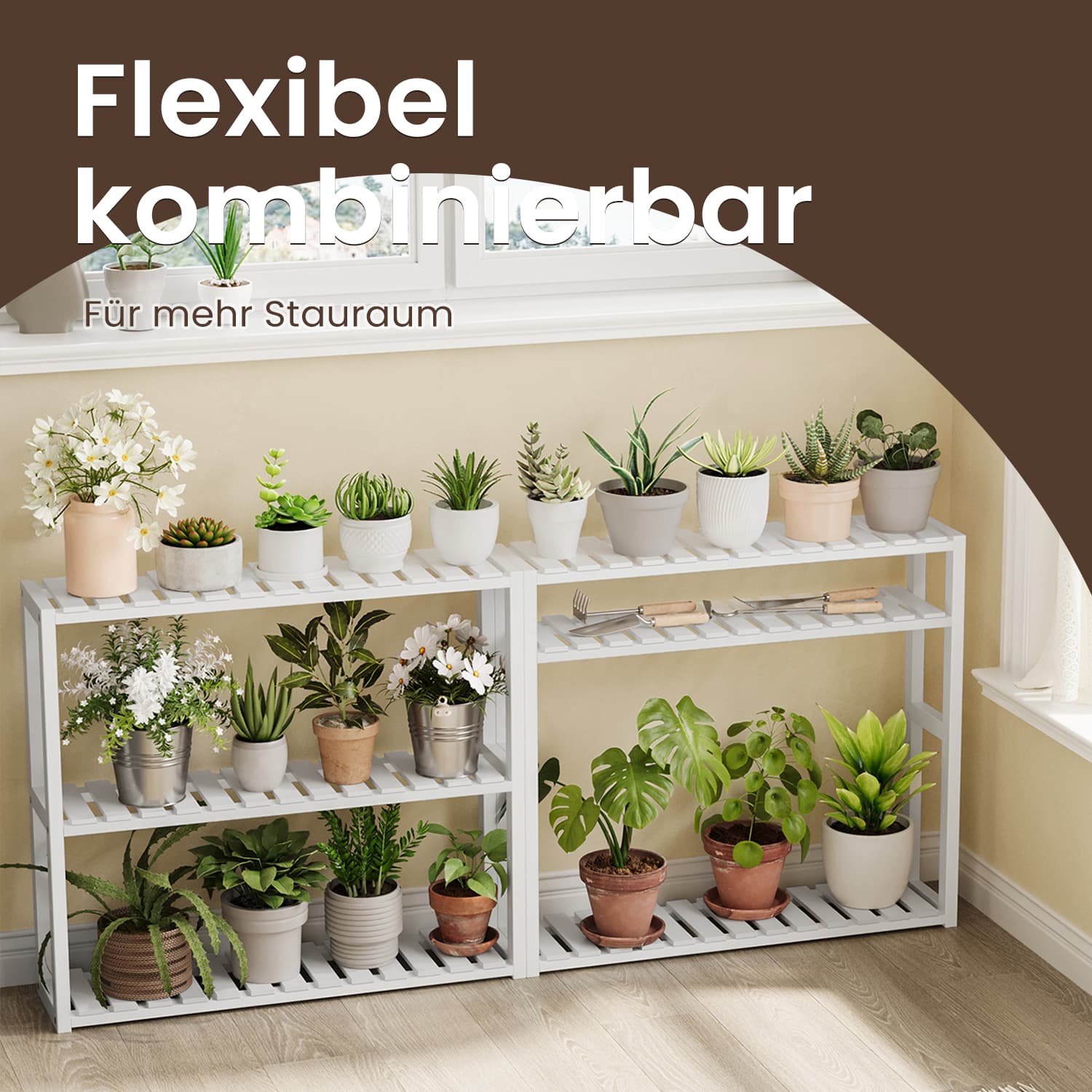 Bathroom shelf, bathroom shelf, plant shelf with 3 adjustable shelves
