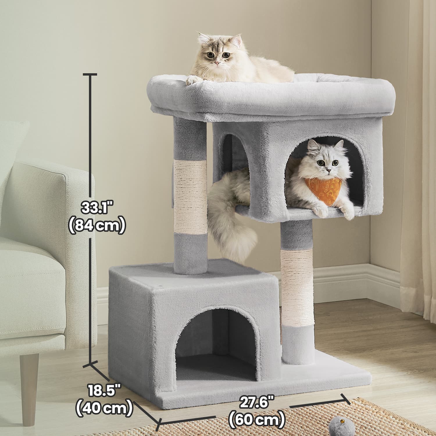 84 cm high scratching post, scratching post for large cats, large viewing platform