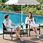 Garden furniture set - Lounge set - Rattan look - 2 chairs and glass table - Black