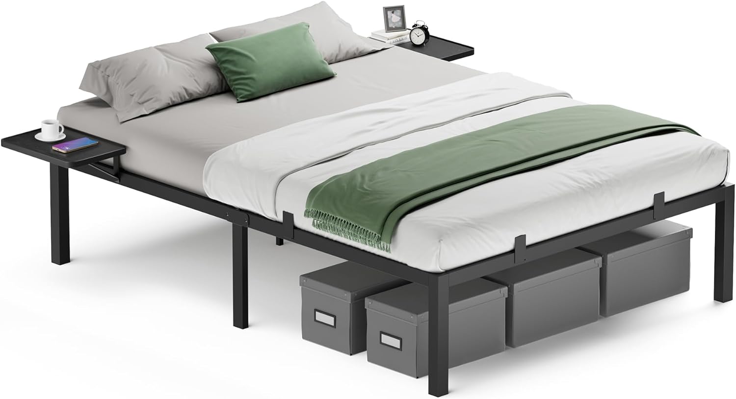 Bed Frame - Metal frame - Double bed - 190 x 140 cm - Black
