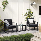 Balcony furniture - Lounge set - 2 chairs and table - Black