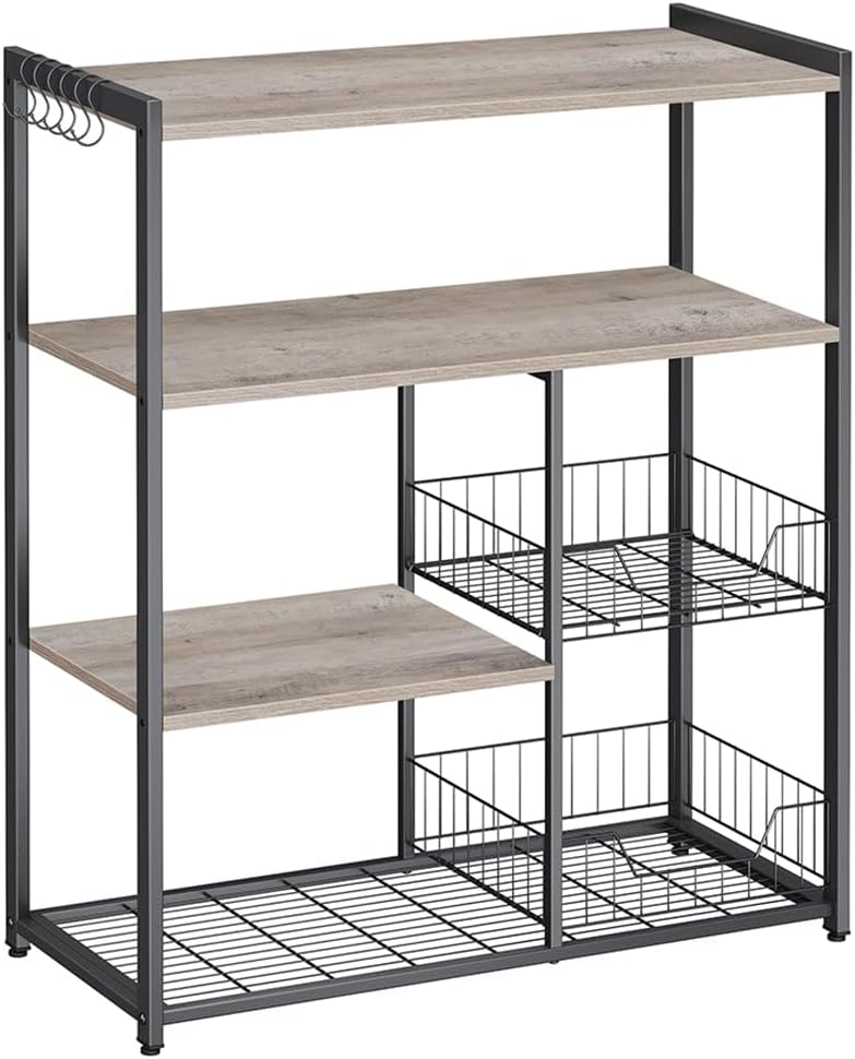 Kitchen rack - Kitchen cupboard - Storage cupboard - 4 levels - Metal frame - Wooden boards - White