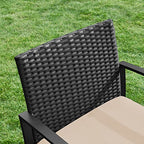 Garden furniture set - Lounge set - Rattan look - 2 chairs and glass table - Black