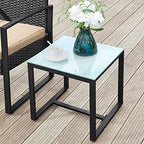 Garden furniture set - Lounge set - Rattan look - 2 chairs and glass table - Black