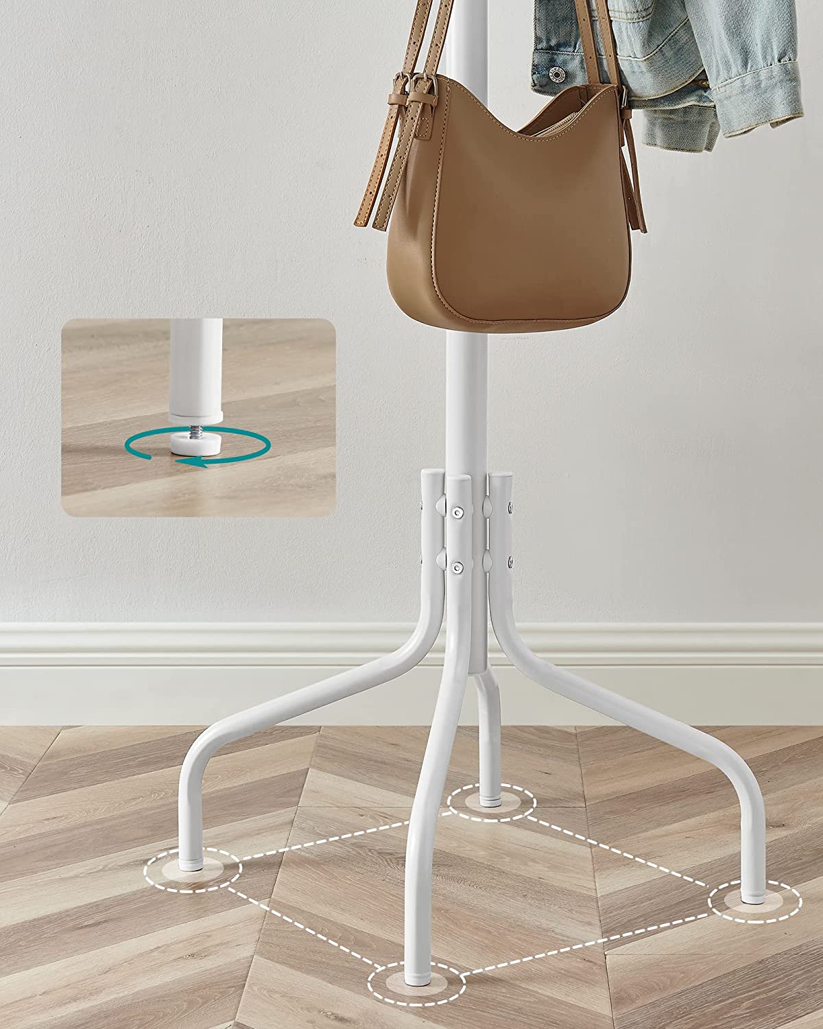 Coat rack - Metal clothes hanger - With 12 hooks - White