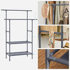 Clothing rack - Metal coat - with 2 clothes rods - 2 shelves - taxable up to 70 kg