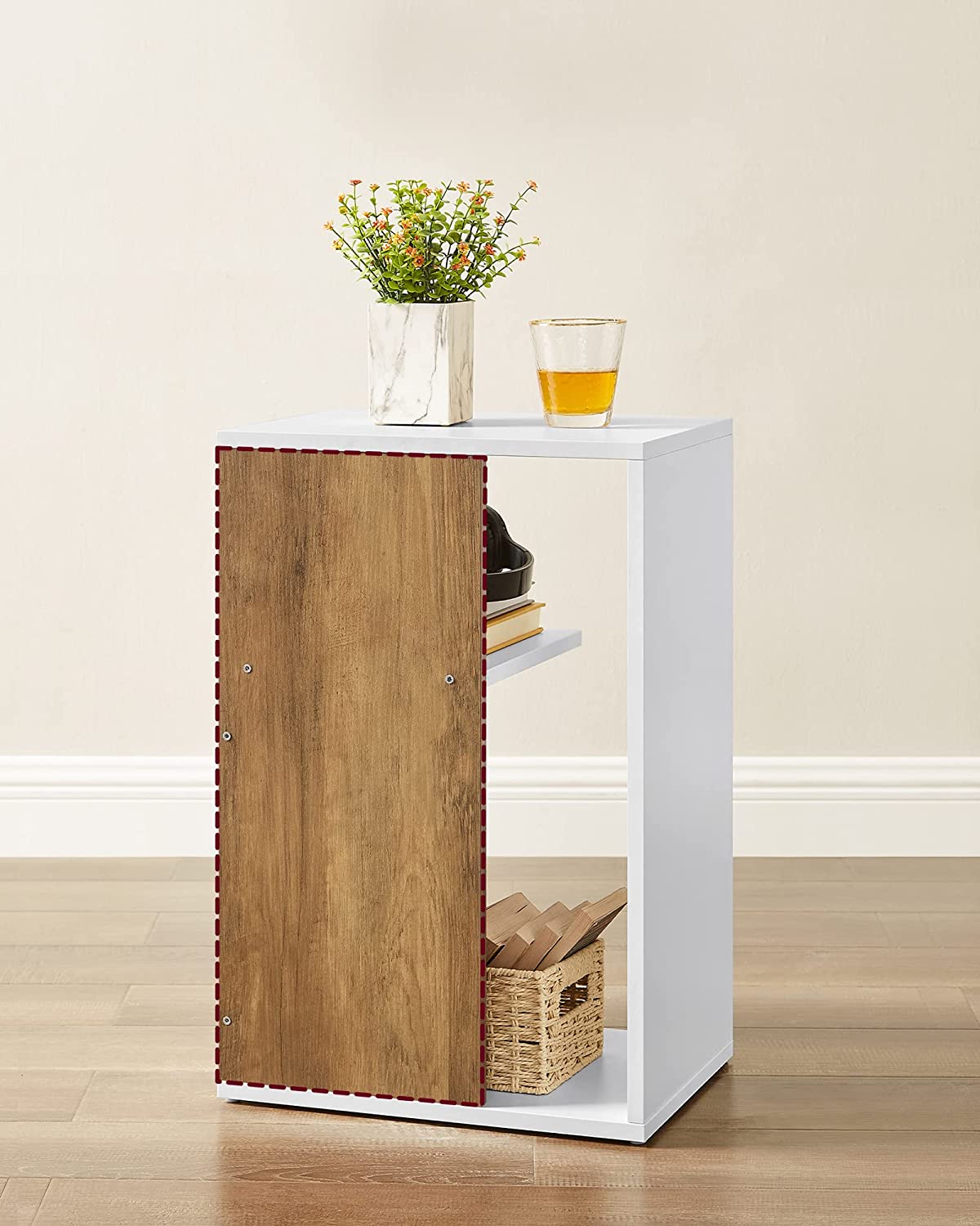Side table - bedside table - Small table - Modern - 30 x 40 x 60 cm - Brown White