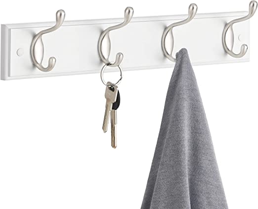 Coat rack - Wall coat rack - 4 Metal Jashaakes - Silver/White