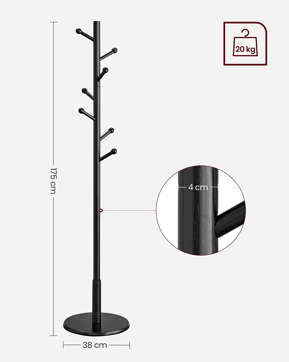 Coat rack - Wardrobe Standard - Clothing rack of solid wood - Black