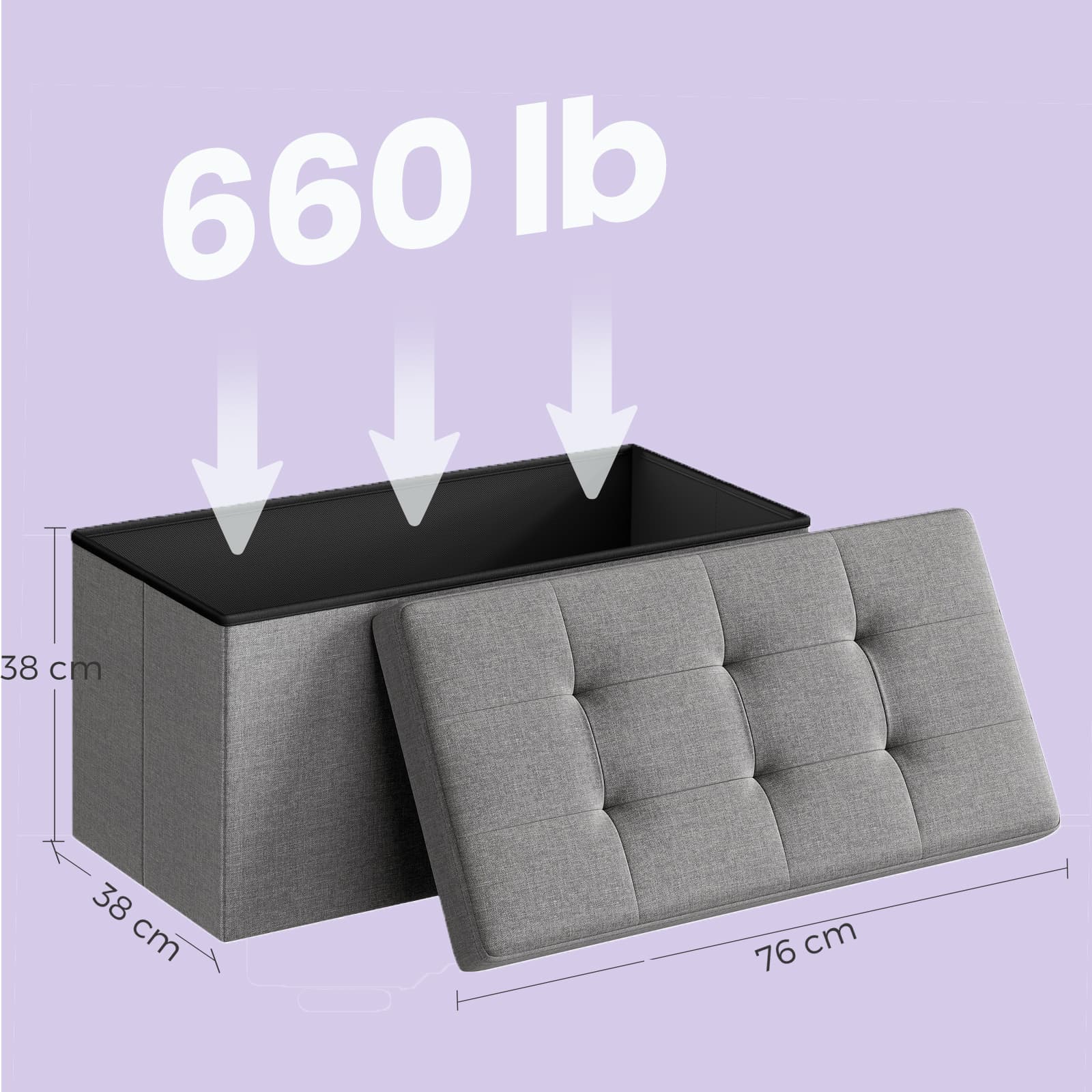 Sofa with storage space - 38 x 76 x 38 cm - seat box - multifunctional