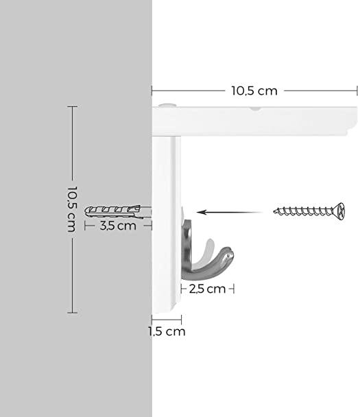 Wall coat rack - Hall coat rack - With 4 double hooks - with board