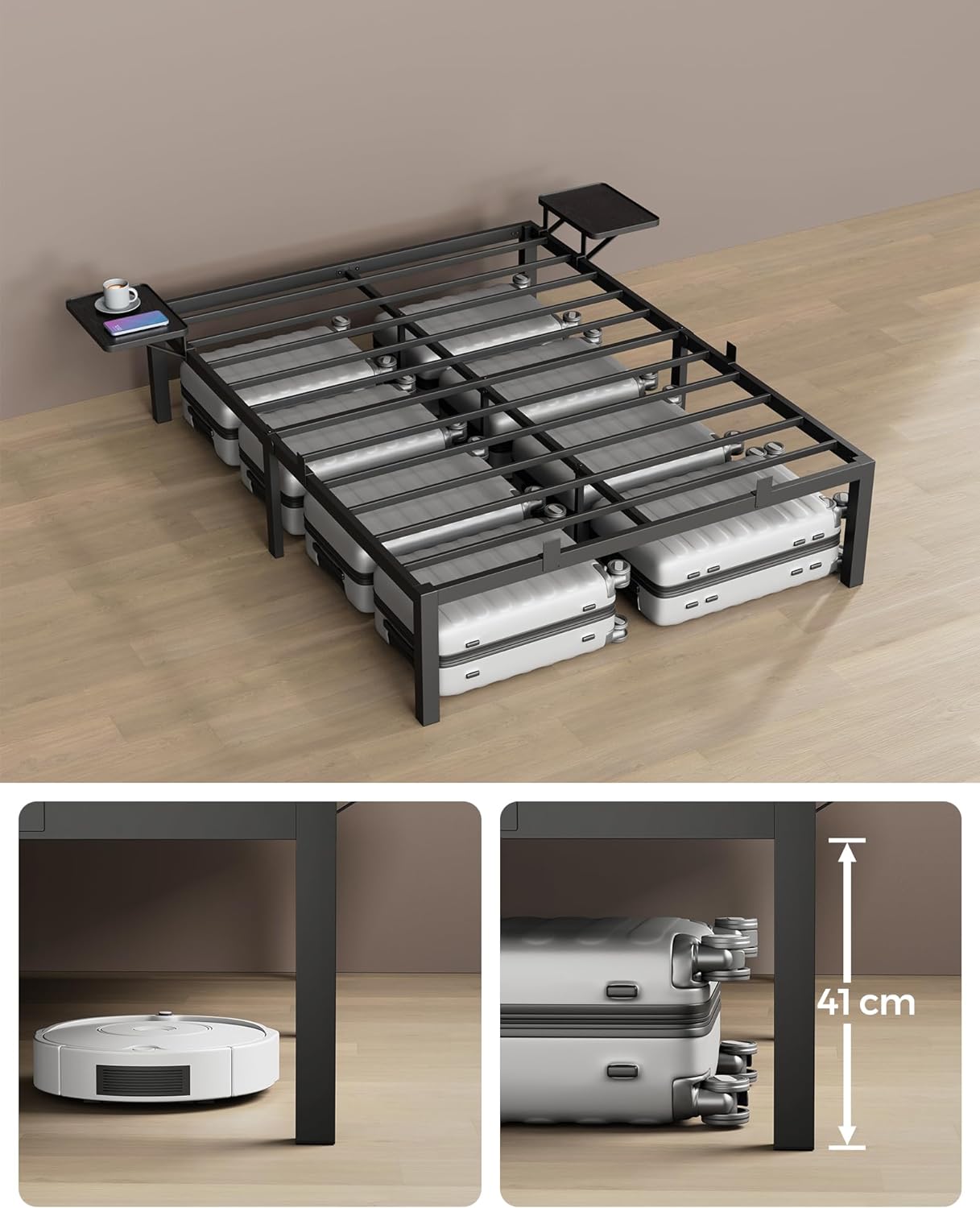 Bed Frame - Metal frame - Double bed - 200 x 140 cm - Black
