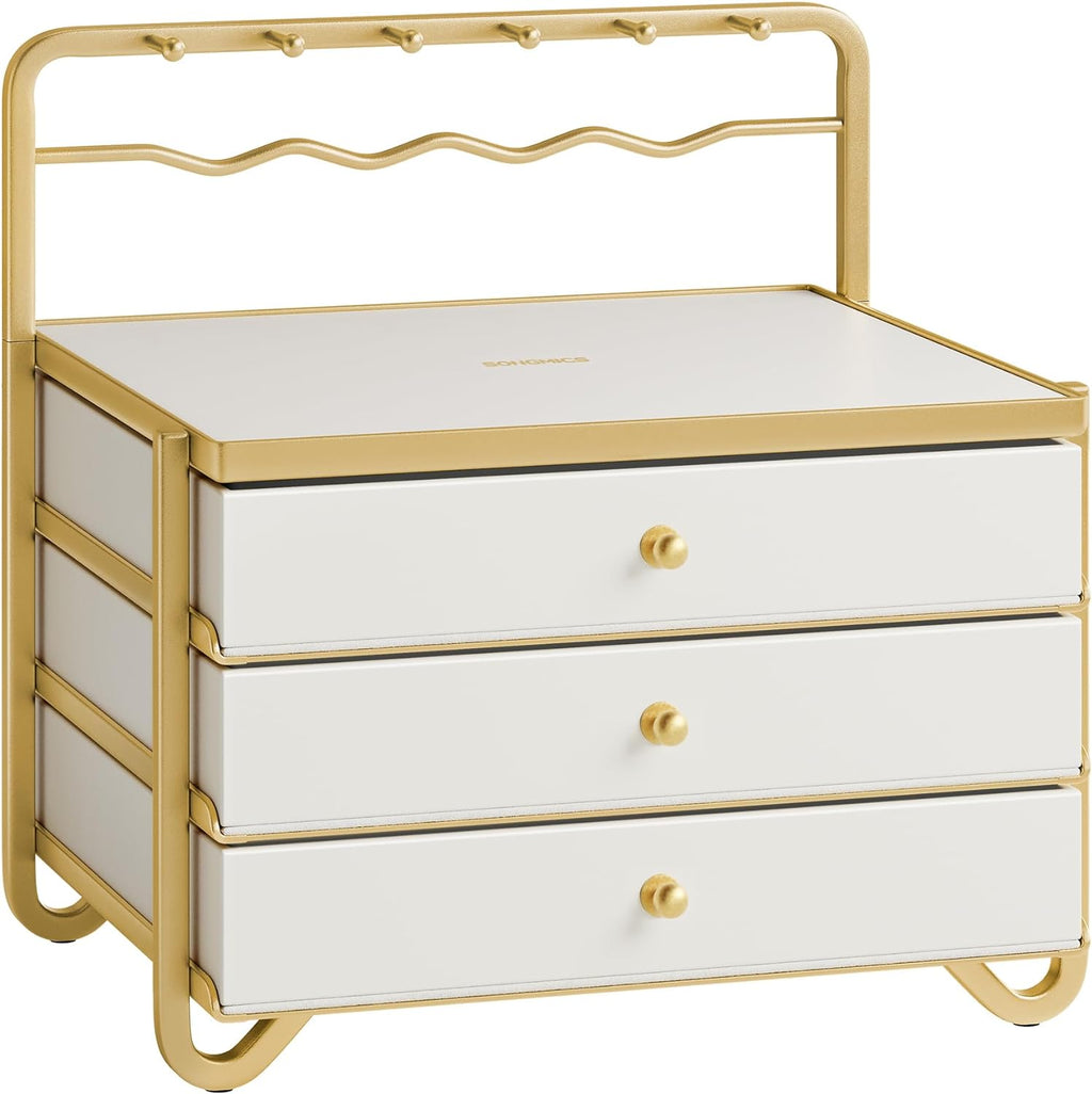 Jewelry box - Jewelry box - 3 layers with drawers - Black gold