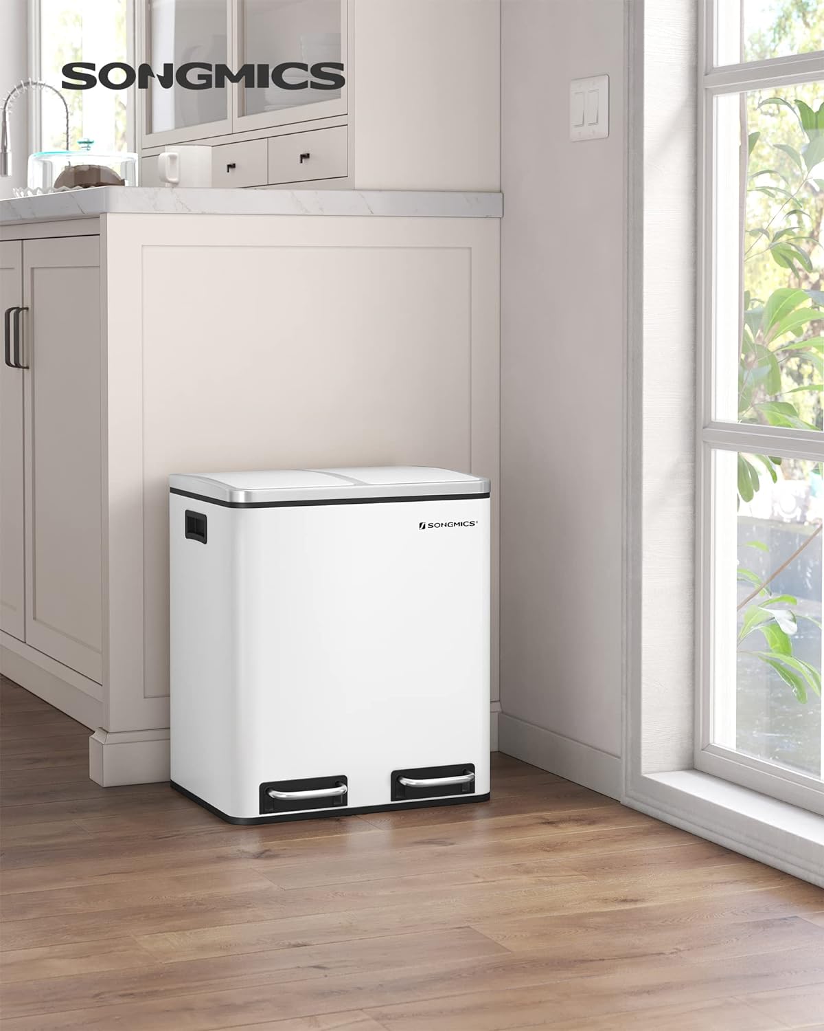 Waste bin - Trash - 30 Liter (2 x 15 l) - Metal - Removable bins - White