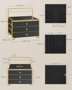 Jewelry box - Jewelry box - 3 layers with drawers - Black gold