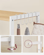 Kitchen rack - Kitchen cupboard - Storage cupboard - 4 levels - Metal frame - Wooden boards - White