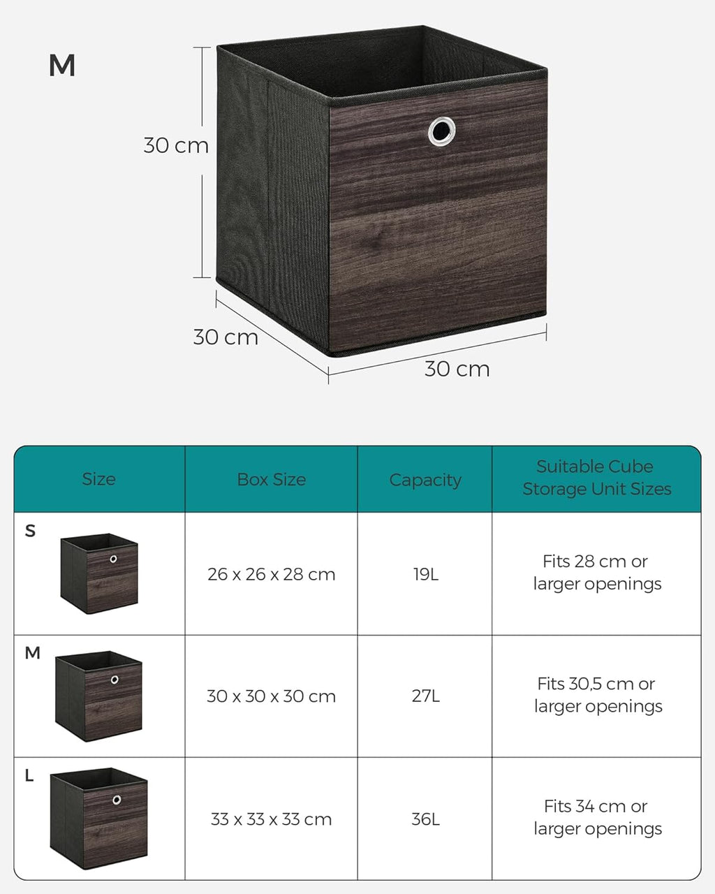 Storage boxes - Storage boxes - Set of 6 - Dark brown