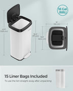 Garbage bin - Waste bin - 68liter - Metal - With lid - White
