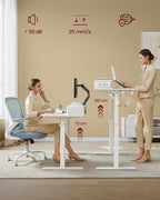 Electric desk - height adjustable - with socket and 2 drawers