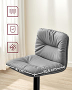 Bar stools - Set of 2 - Quilted seat - Rotable - Gray