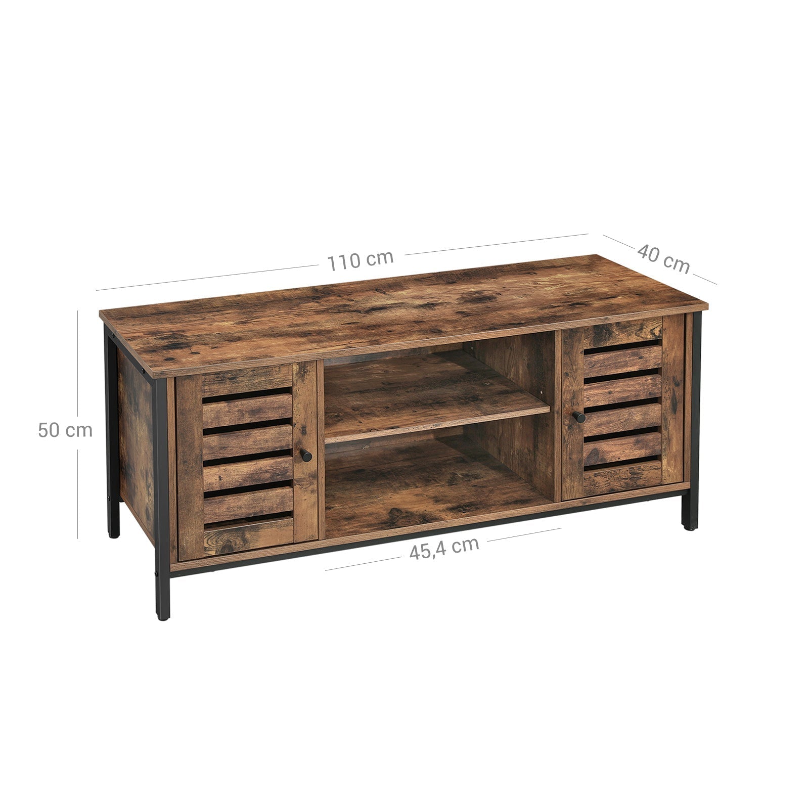 TV furniture - Coffee table - with 2 cupboards and 2 shelves - Dark brown