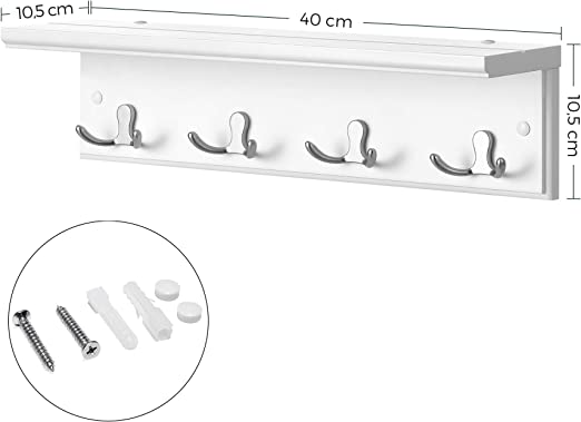 Wall coat rack - Hall coat rack - With 4 double hooks - with board