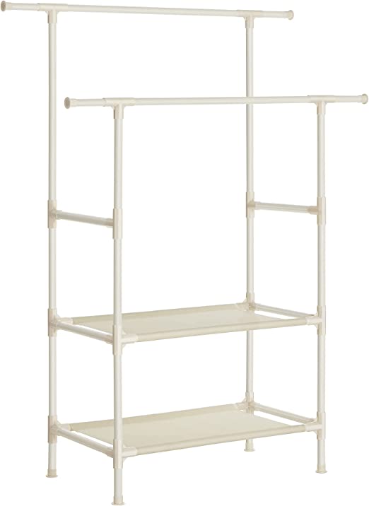 Clothing rack - Metal coat - with 2 clothes rods - 2 shelves - taxable up to 70 kg