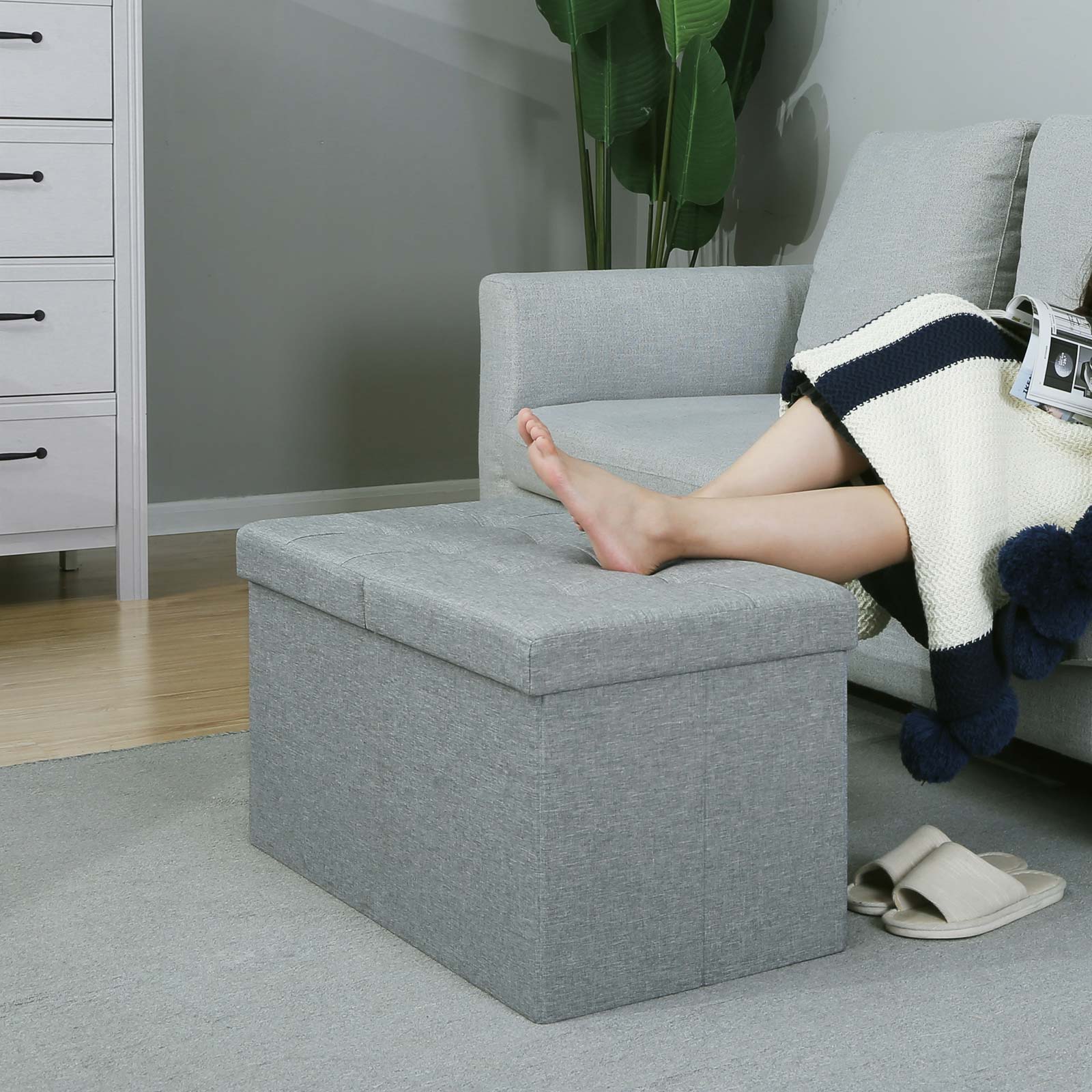 Seat box - Sofa with storage space - Sign cover - 80 L - Light gray