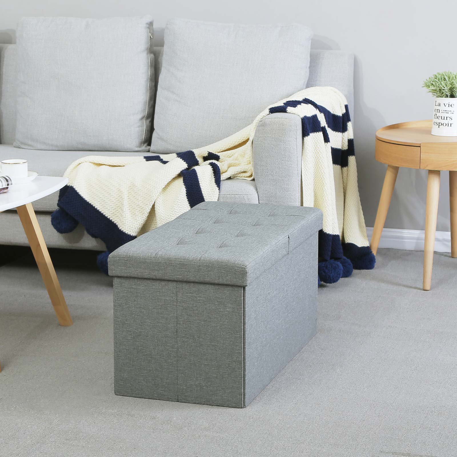 Seat box - Sofa with storage space - Sign cover - 80 L - Light gray