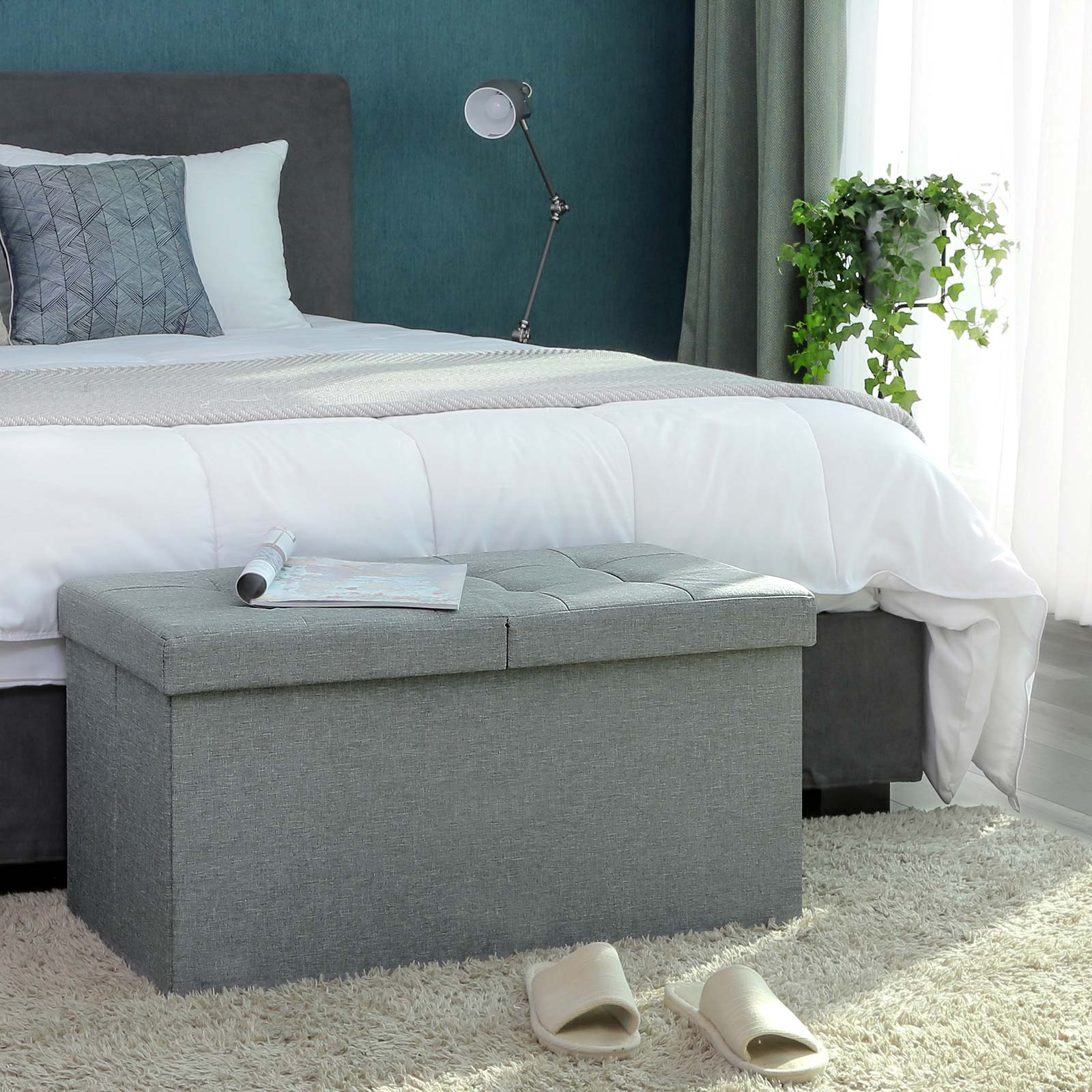 Seat box - Sofa with storage space - Sign cover - 80 L - Light gray