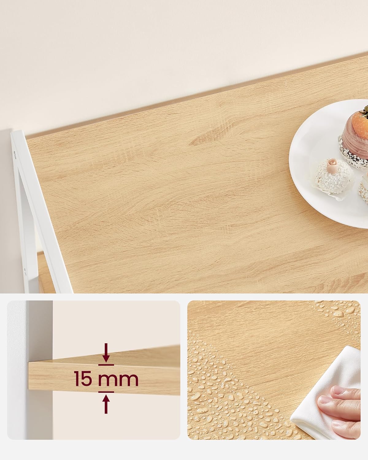 Kitchen rack - Kitchen cupboard - Storage cupboard - 4 levels - Metal frame - Wooden boards - White