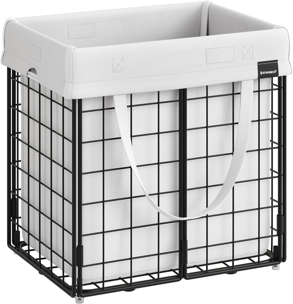 Laundry basket - With removable laundry bag - Metal frame - Gray