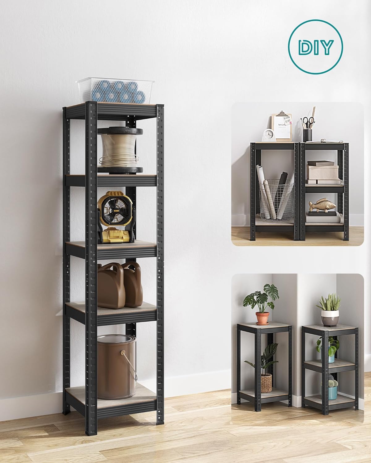 Small rack box - Living room cabinet - Extra strong - 5 levels - Black